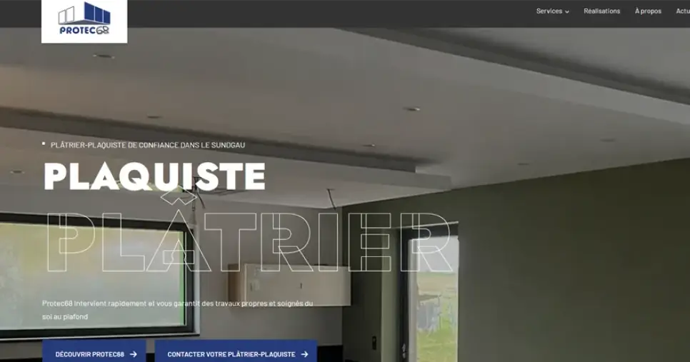 Site internet Protec68, plâtrier plaquiste Sundgau